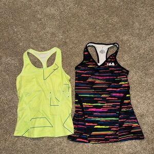 2 for 1 workout tops- Nike and Fila - size XS